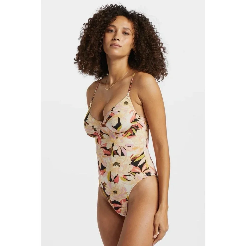 Billabong Women's XL / 14 Swimsuit High Rise Floral Underwire One Piece‎ NEW